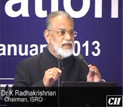 Dr K Radhakrishnan, Chairman, ISRO addressing at the 6th NC Meeting held on 11 January 2013 at Gujarat.