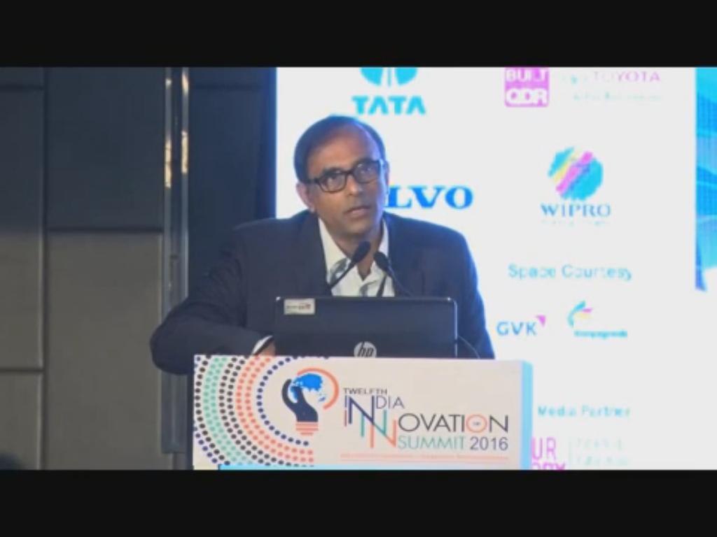 Ravi Raghavan, Chairman, CII Karnataka State Council speaks on Innovation at the 12th India Innovation Summit 2016