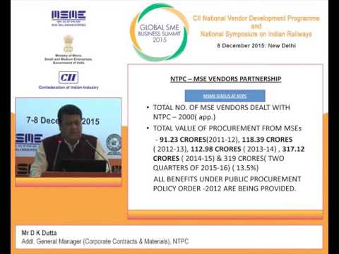 D K Dutta, Addl. General Manager, NTPC speaks on NTPC-MSME Vendor Partnership 