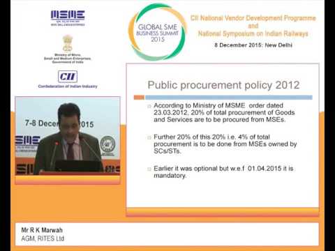 R K Marwah, AGM, RITES shares the perspective of RITES on Procurement from MSMEs 