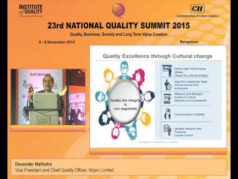 Devender Malhotra, Vice President and Chief Quality Officer, Wipro speaks on Quality Culture 